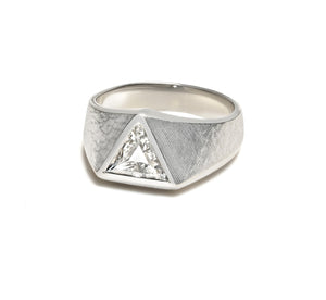 Vintage Triangular Fancy Cut Diamond 14K Gold Men's Ring