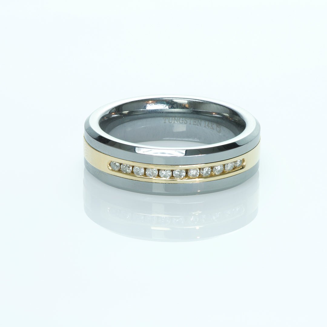 Tungsten Carbide Gold Diamond Men's Ring