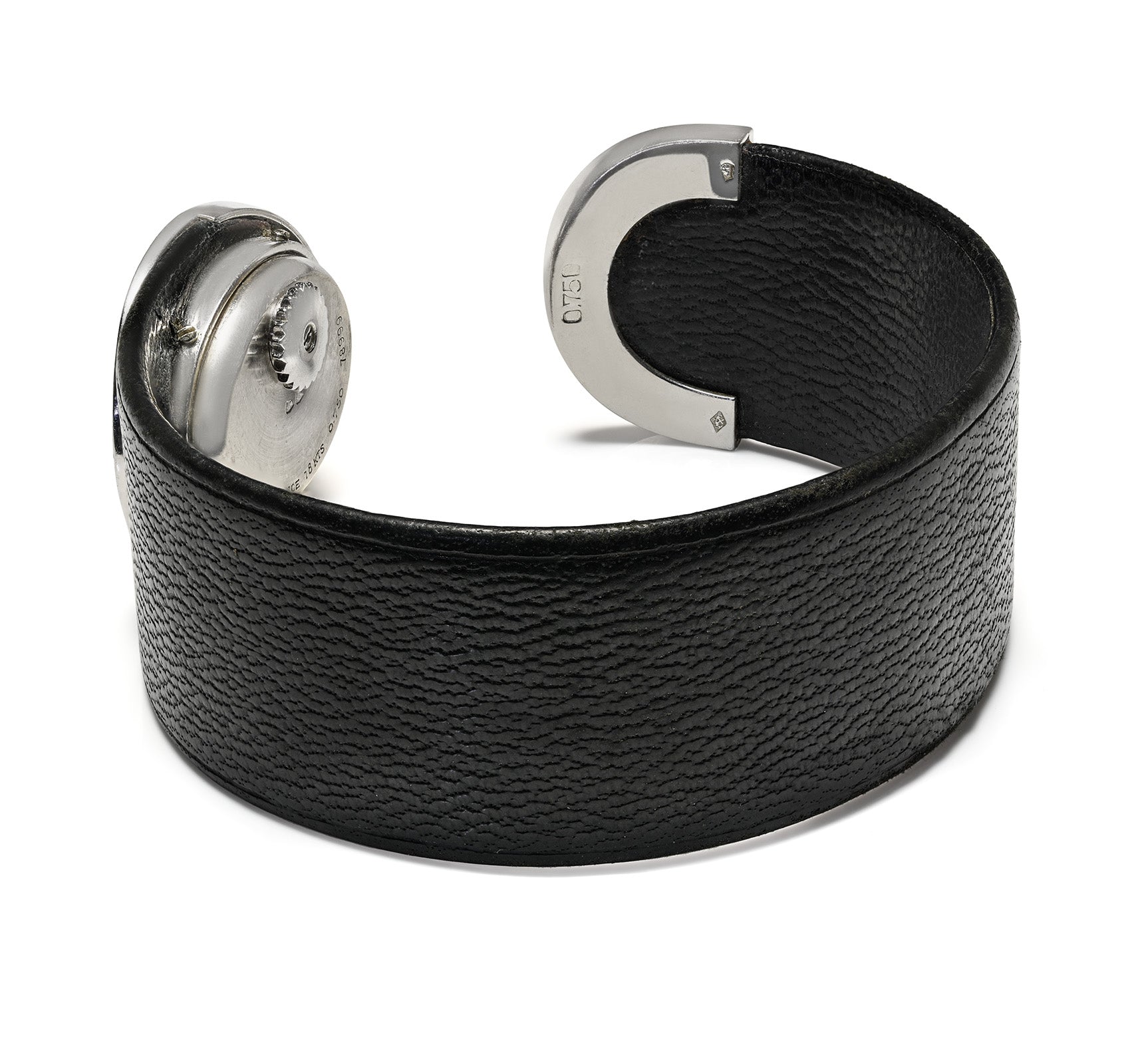 Vintage UTi Diamond 18K White Gold Leather Cuff Watch