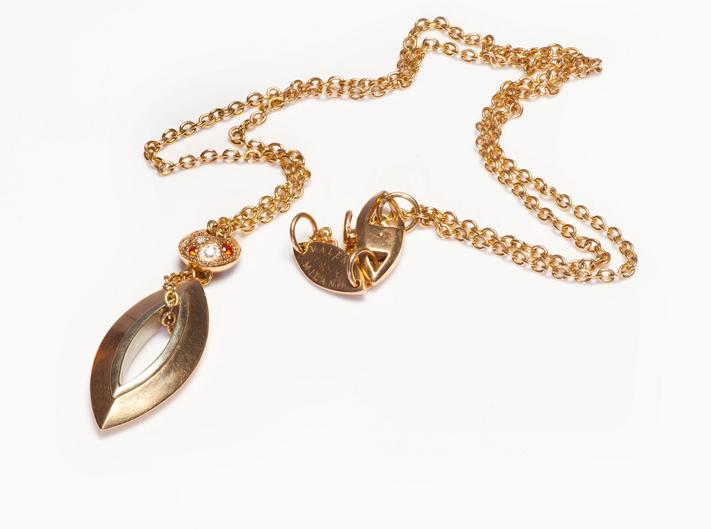 Valente Milano Orange Sapphire Diamond 18K Gold Drop Necklace