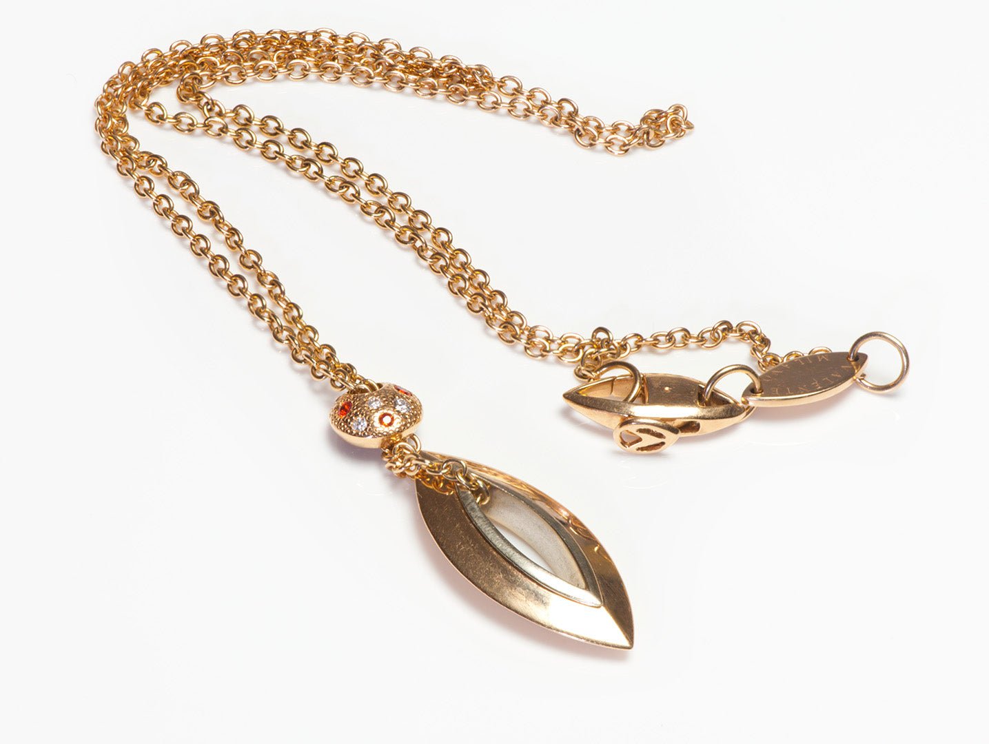 Valente Milano Orange Sapphire Diamond 18K Gold Drop Necklace