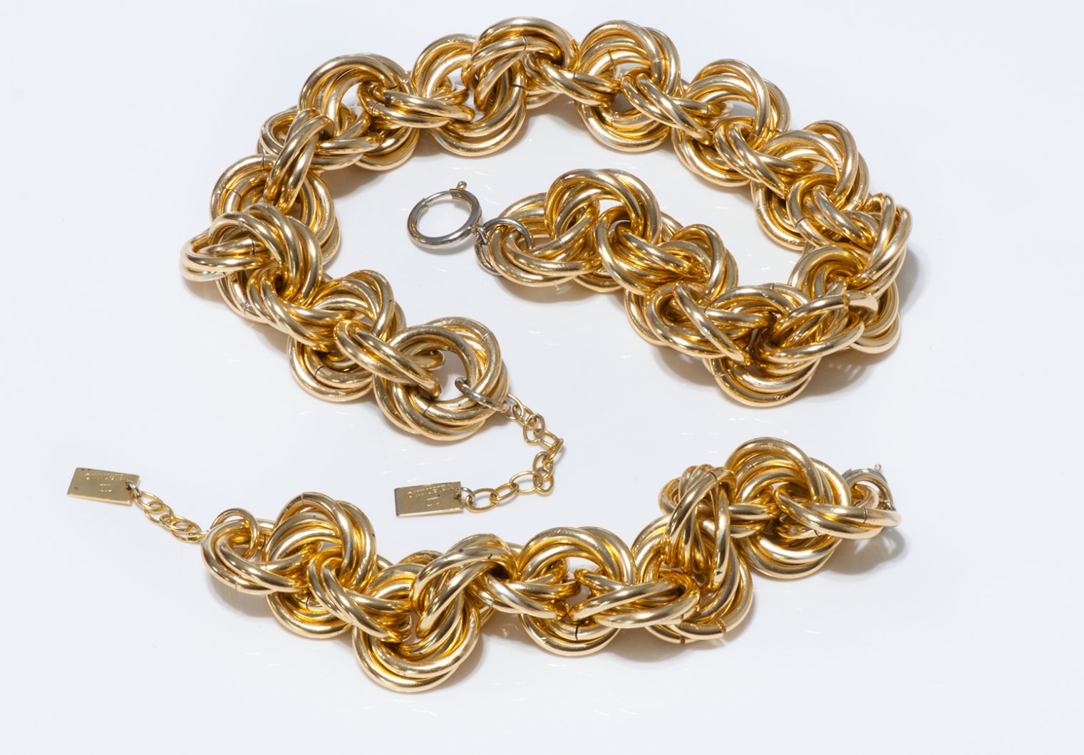 Valentino Garavani 1980's Gold Plated Chain Necklace Bracelet Set