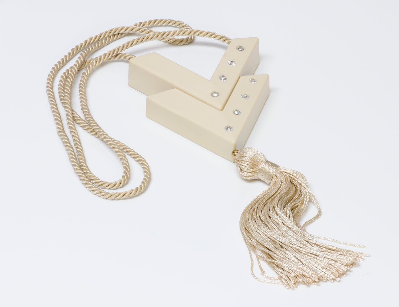 Valentino Garavani 1980’s White V Logo Perfume Pendant Tassel Necklace