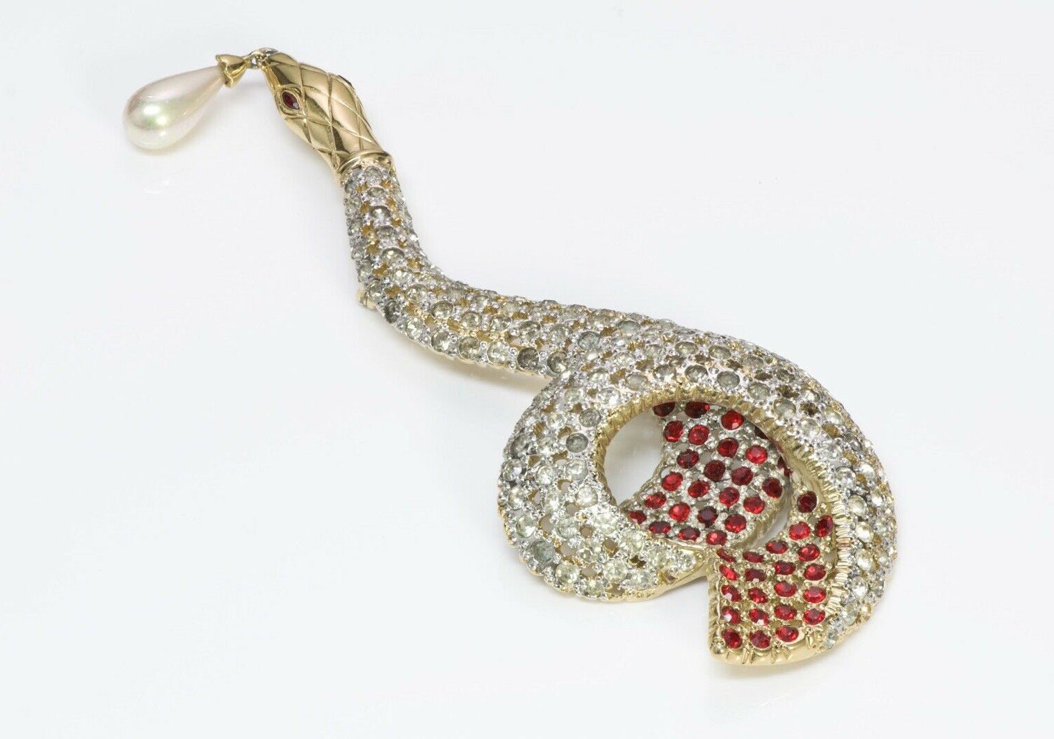 VALENTINO Garavani Couture Crystal Pearl Snake Brooch