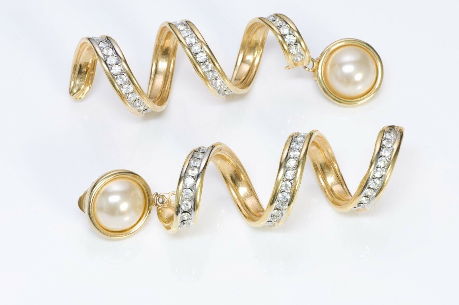 VALENTINO Garavani Long Swirl Crystal Pearl Earrings