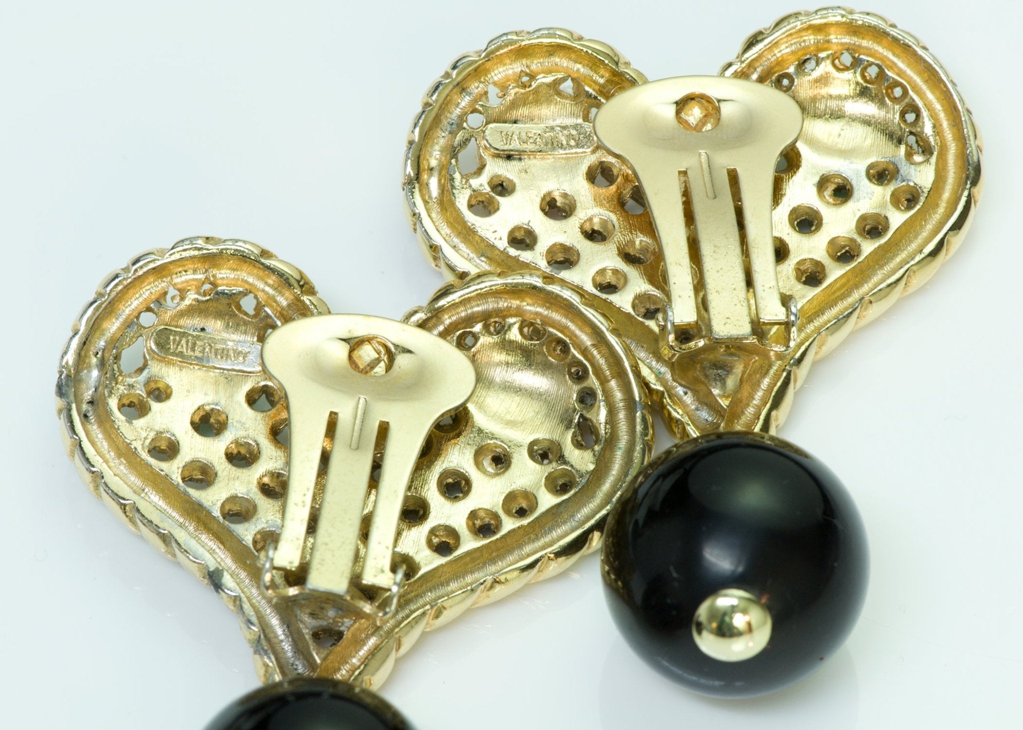 Valentino Vintage Heart Crystal Earrings
