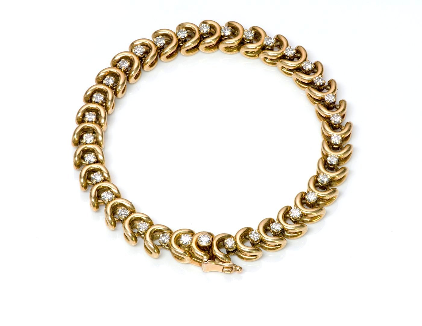 Van Cleef Arpels 18K Gold Diamond Link Bracelet