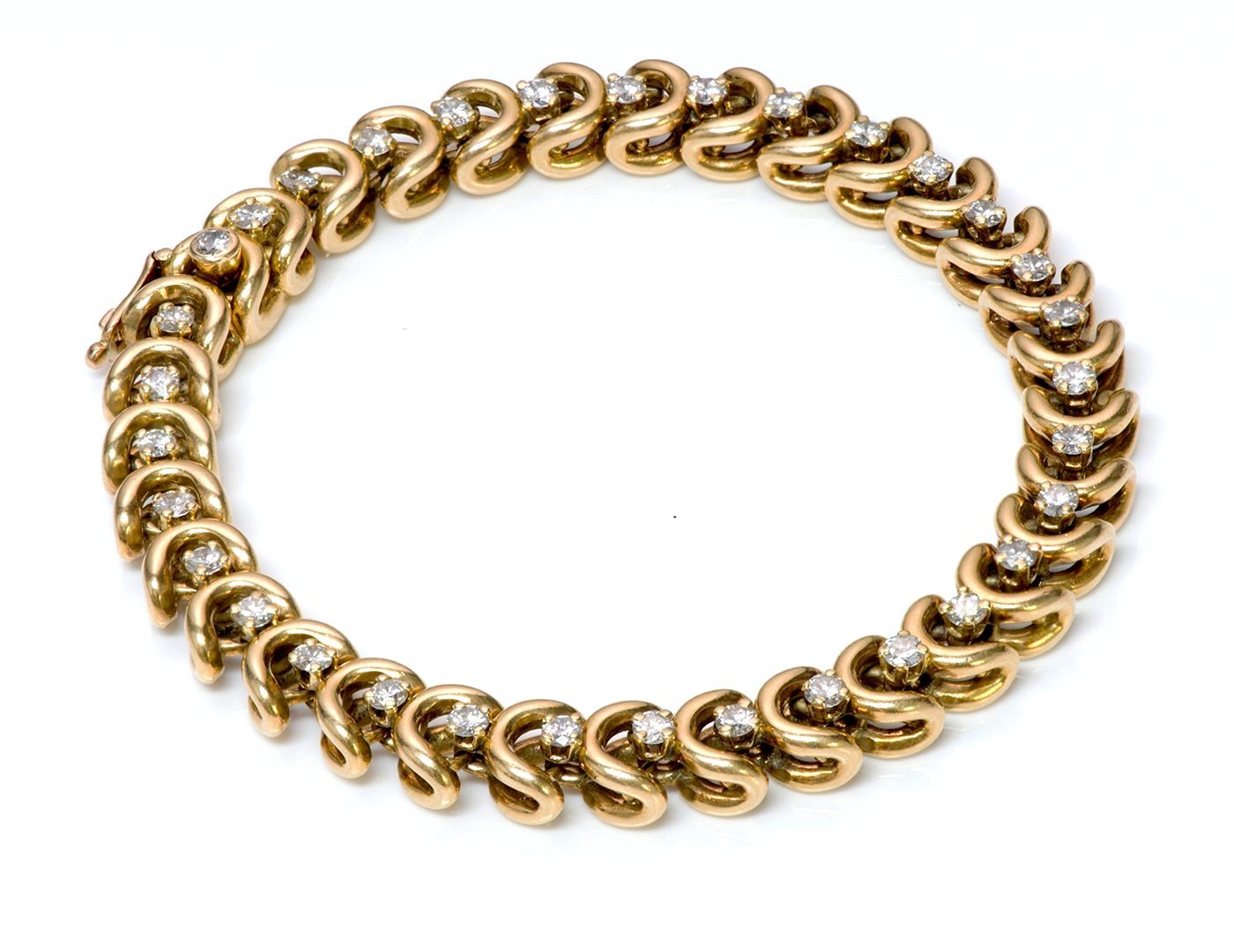 Van Cleef Arpels 18K Gold Diamond Link Bracelet