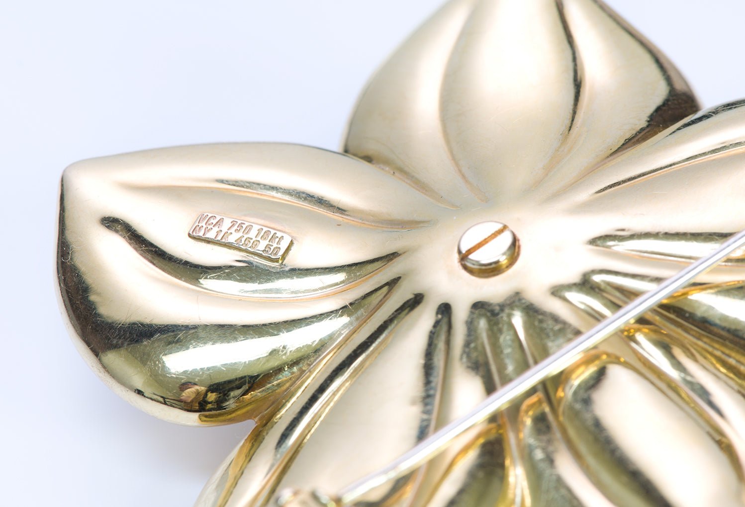 Van Cleef & Arpels 18K Gold Diamond Magnolia Flower Brooch