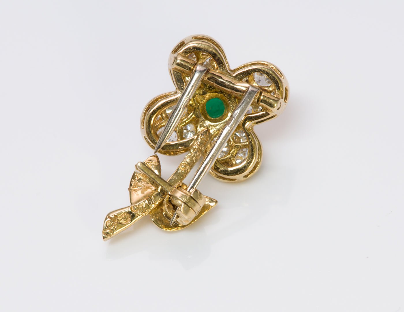 Van Cleef & Arpels Emerald Diamond Gold Brooch