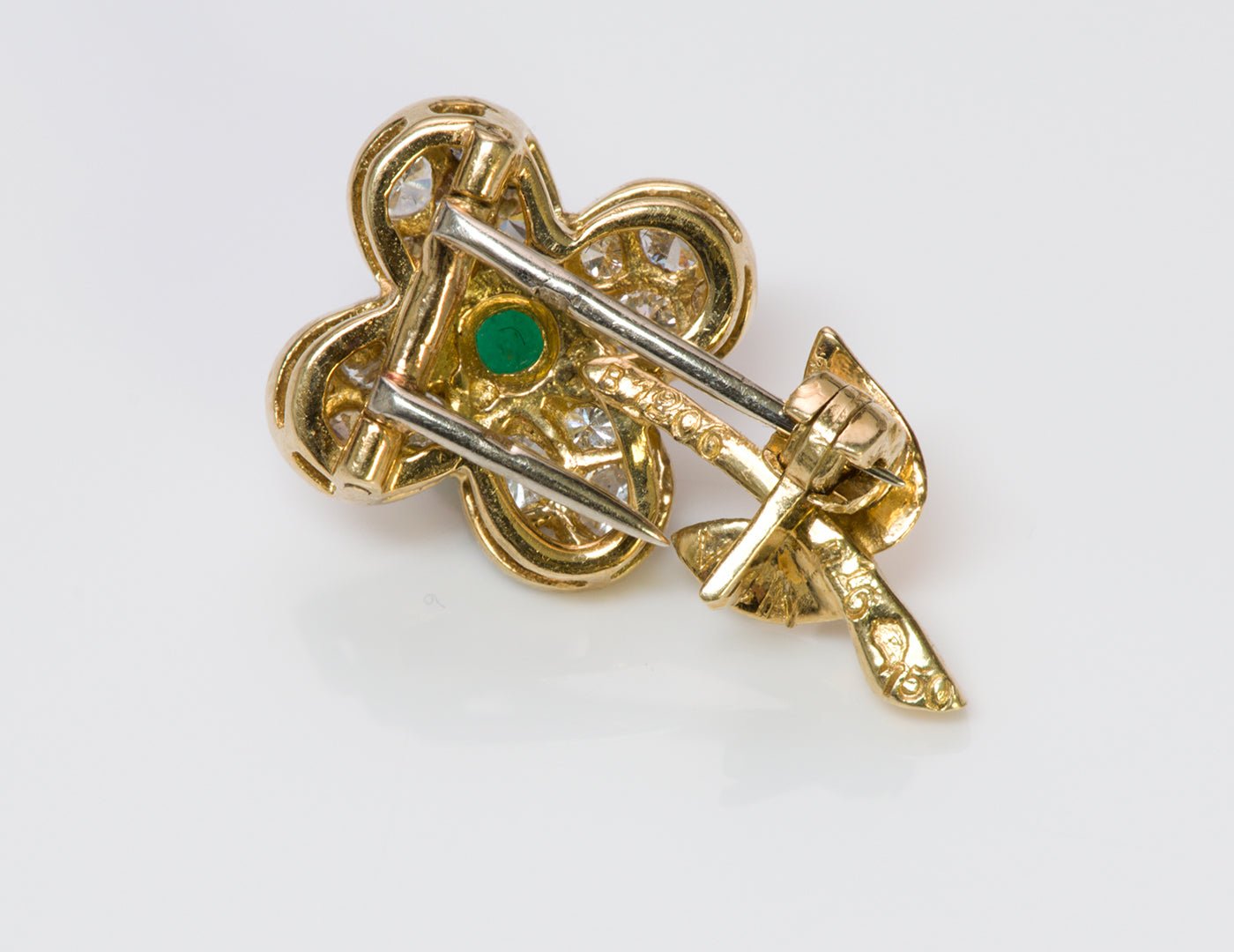 Van Cleef & Arpels Emerald Diamond Gold Brooch