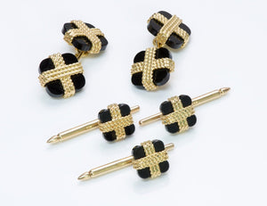 Van Cleef & Arpels Gold Onyx Cufflink & Studs