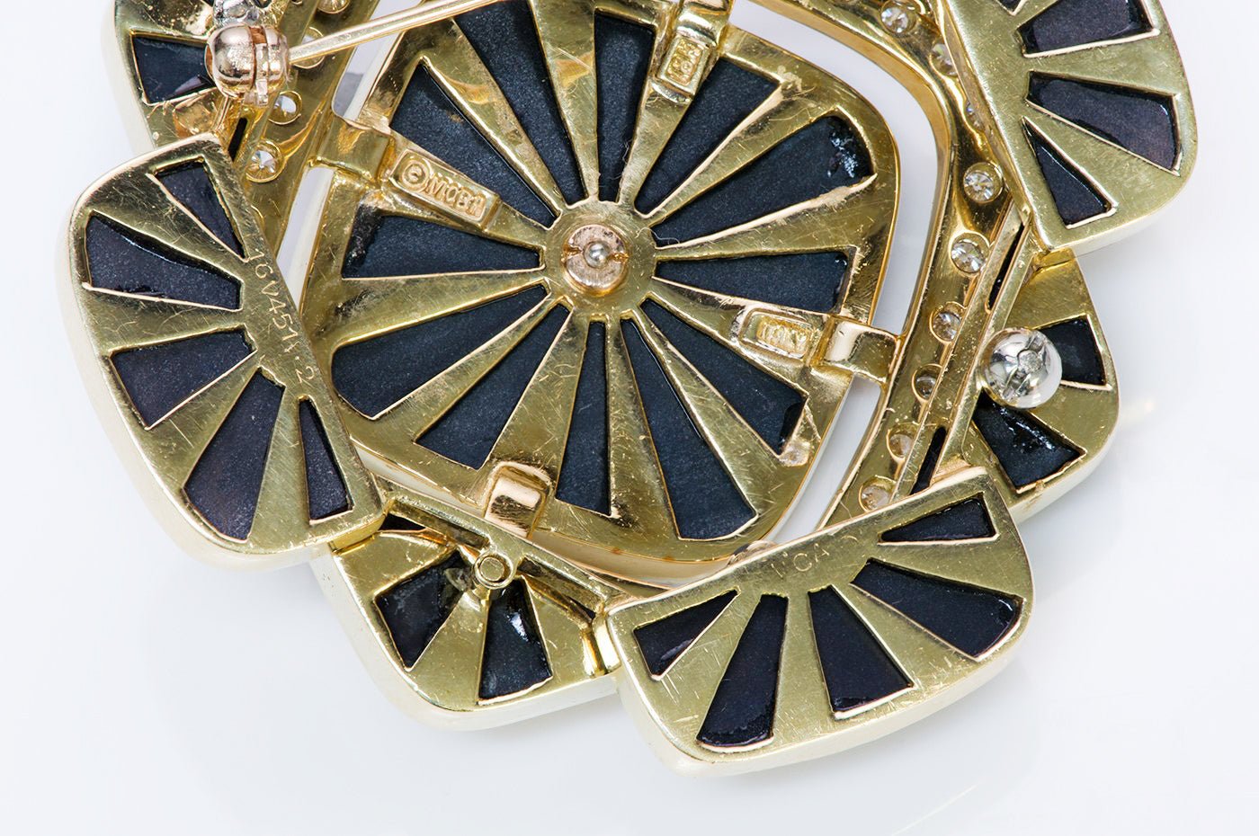 Van Cleef & Arpels Onyx Diamond 18K Gold Brooch