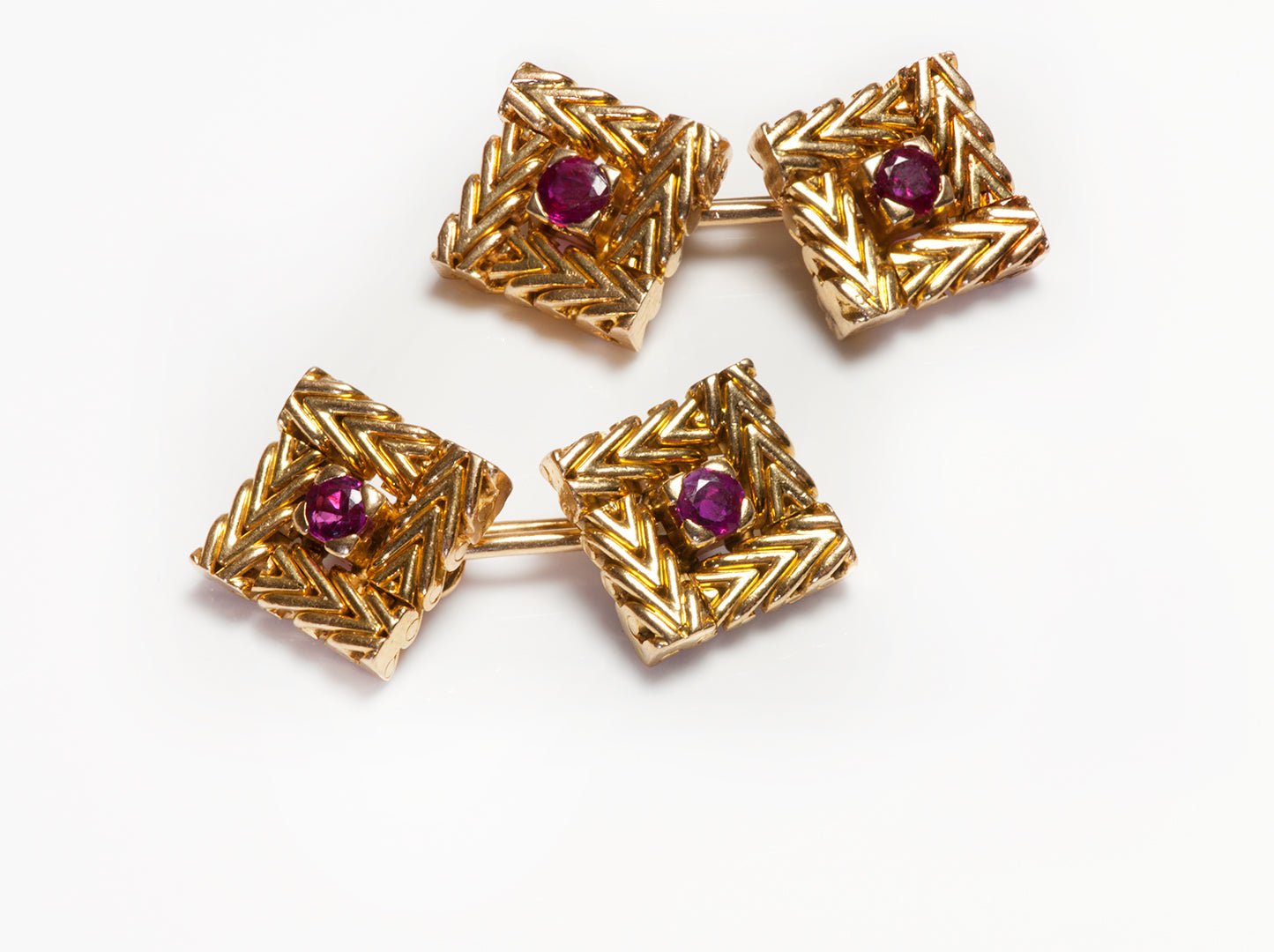 Van Cleef & Arpels Square 18K Gold Ruby Cufflinks