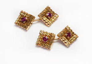 Van Cleef & Arpels Square 18K Gold Ruby Cufflinks
