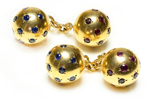 Van Cleef & Arpels 18K Gold Ruby Sapphire Cufflinks