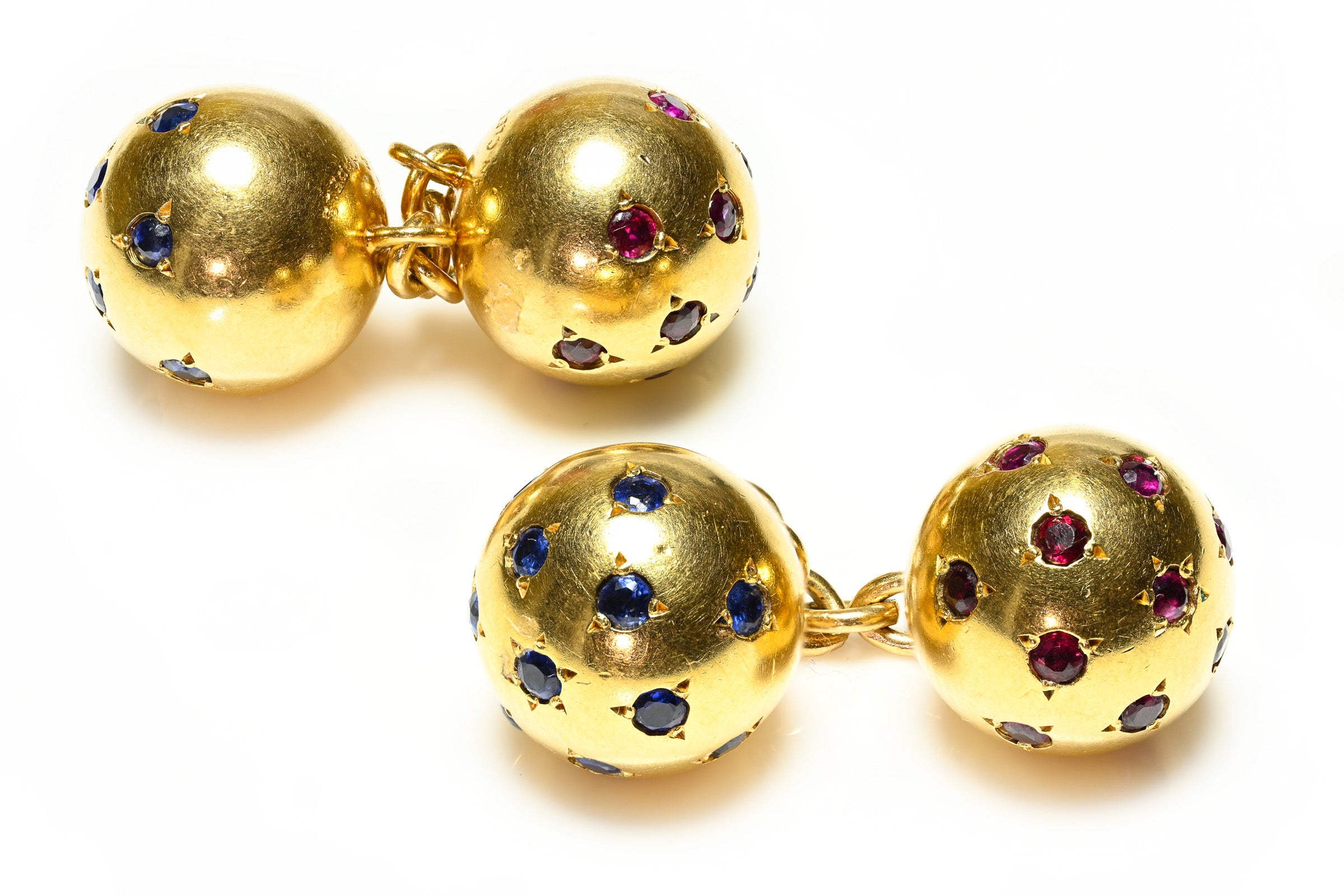 Van Cleef & Arpels 18K Gold Ruby Sapphire Cufflinks 2