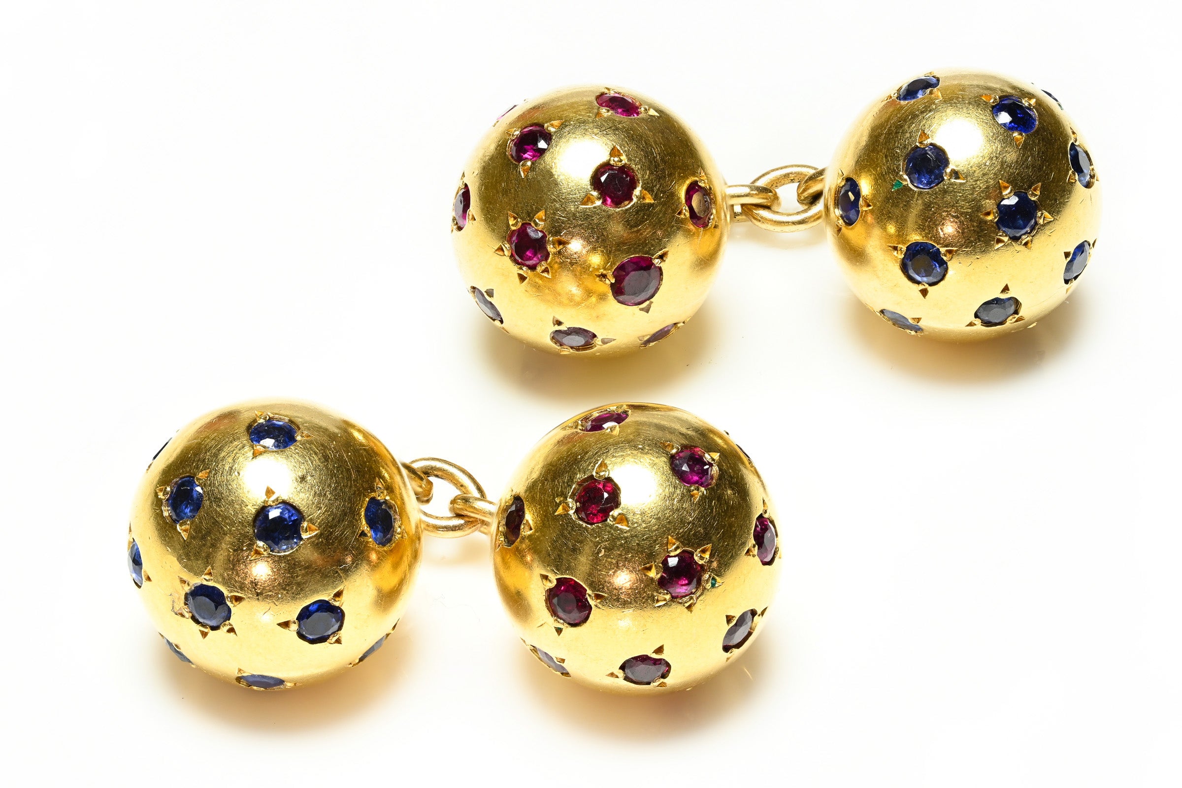 Van Cleef & Arpels 18K Gold Ruby Sapphire Cufflinks