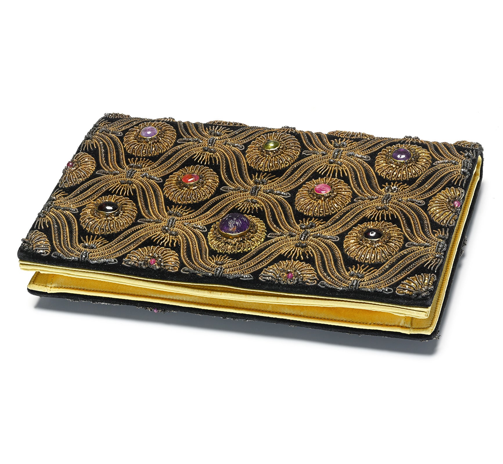 Van Cleef & Arpels Indes Evening Bag in Black Velvet with Cabochon Gems