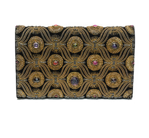 Van Cleef & Arpels “Indes” Evening Bag in Black Velvet with Cabochon Gems
