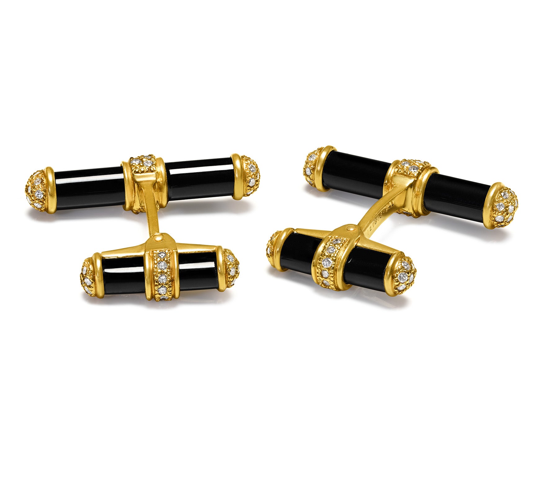 Van Cleef & Arpels 18K Gold Diamond Onyx Cufflinks