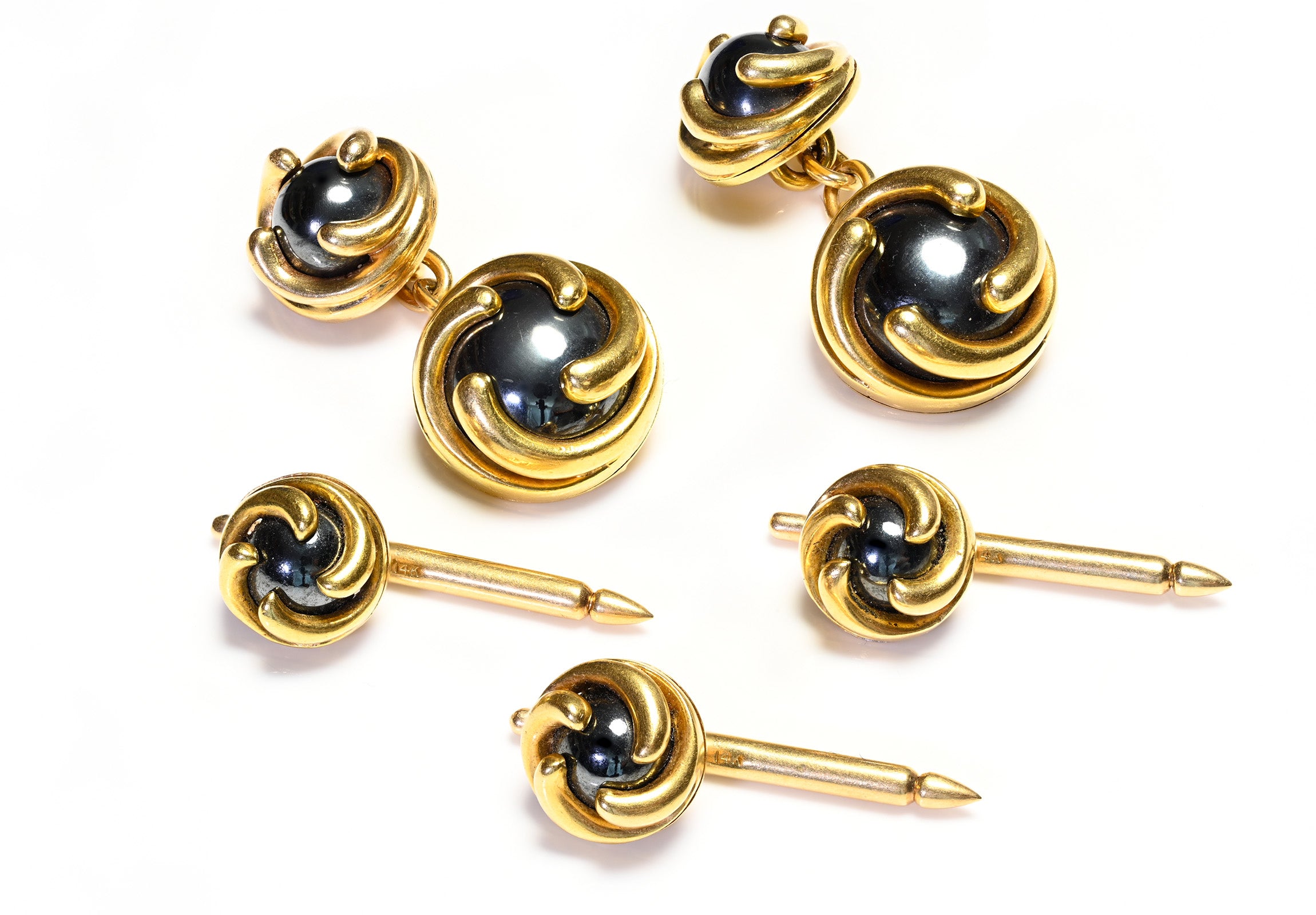 Verdura Gold Hematite Cufflink Stud Set