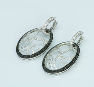 Versace 18K White Gold Black & White Diamond Earrings