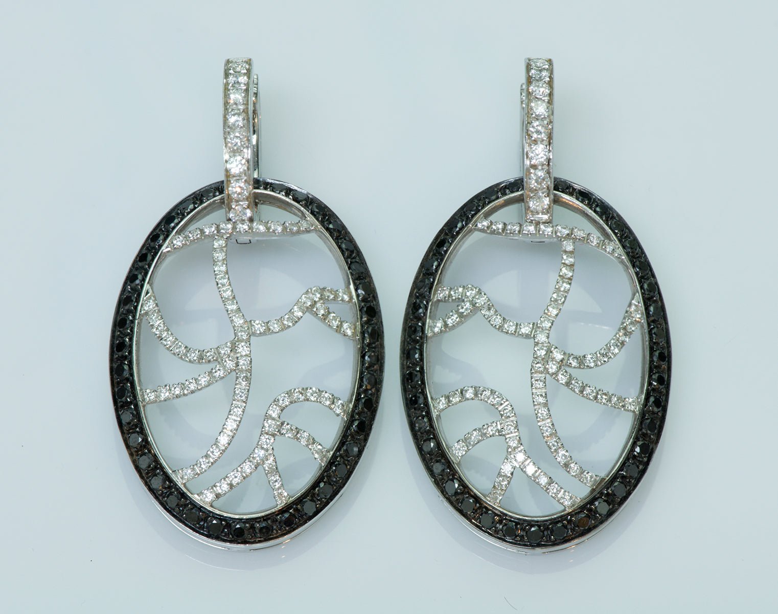 Versace 18K White Gold Black & White Diamond Earrings