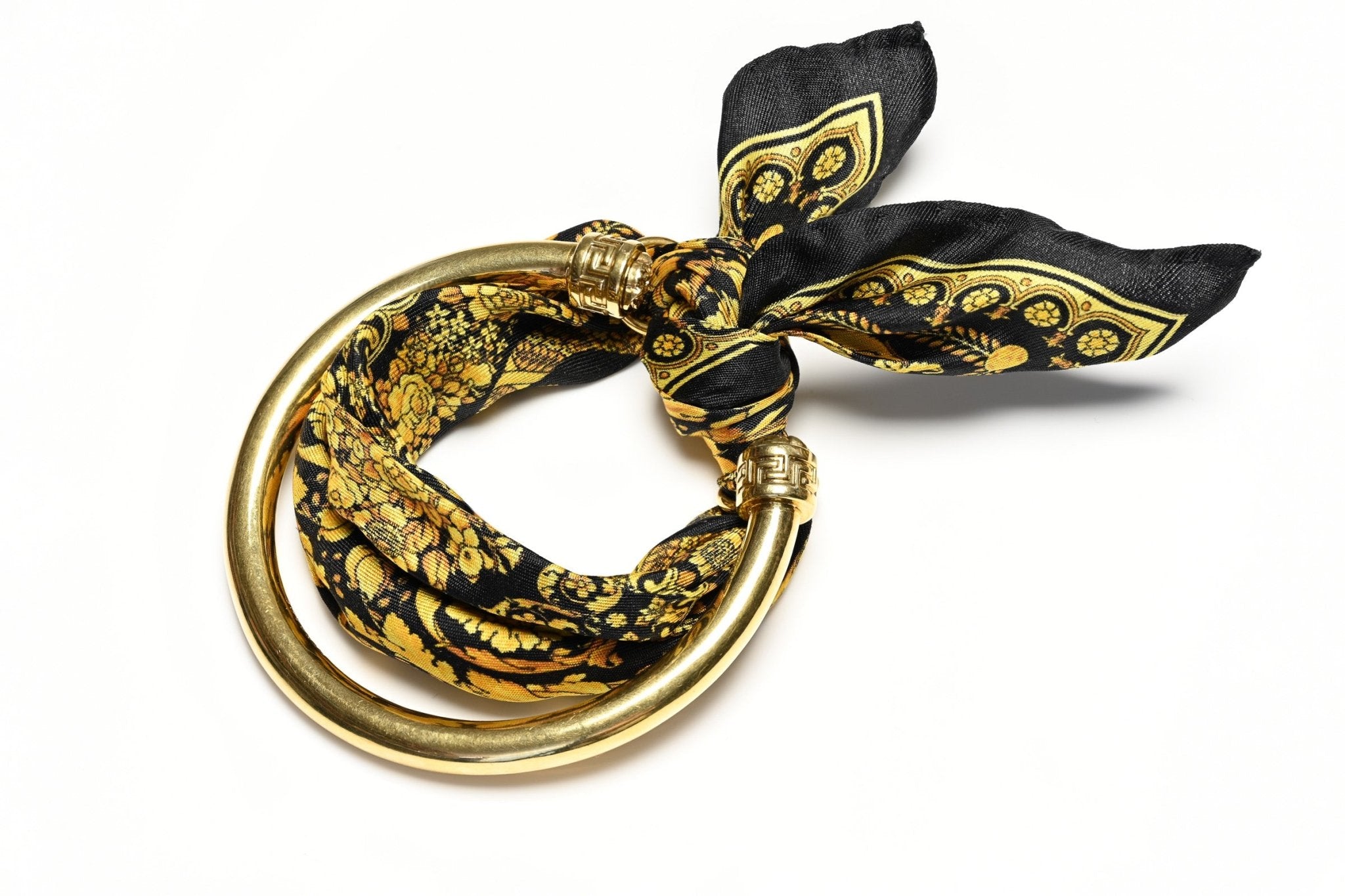 Versace Baroque Style Gold Plated Scarf Bangle Bracelet