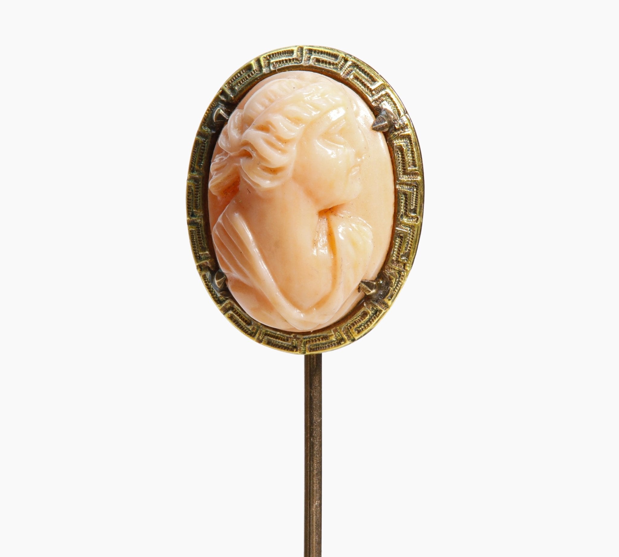 Victorian Gold Carved Coral Stick Pin