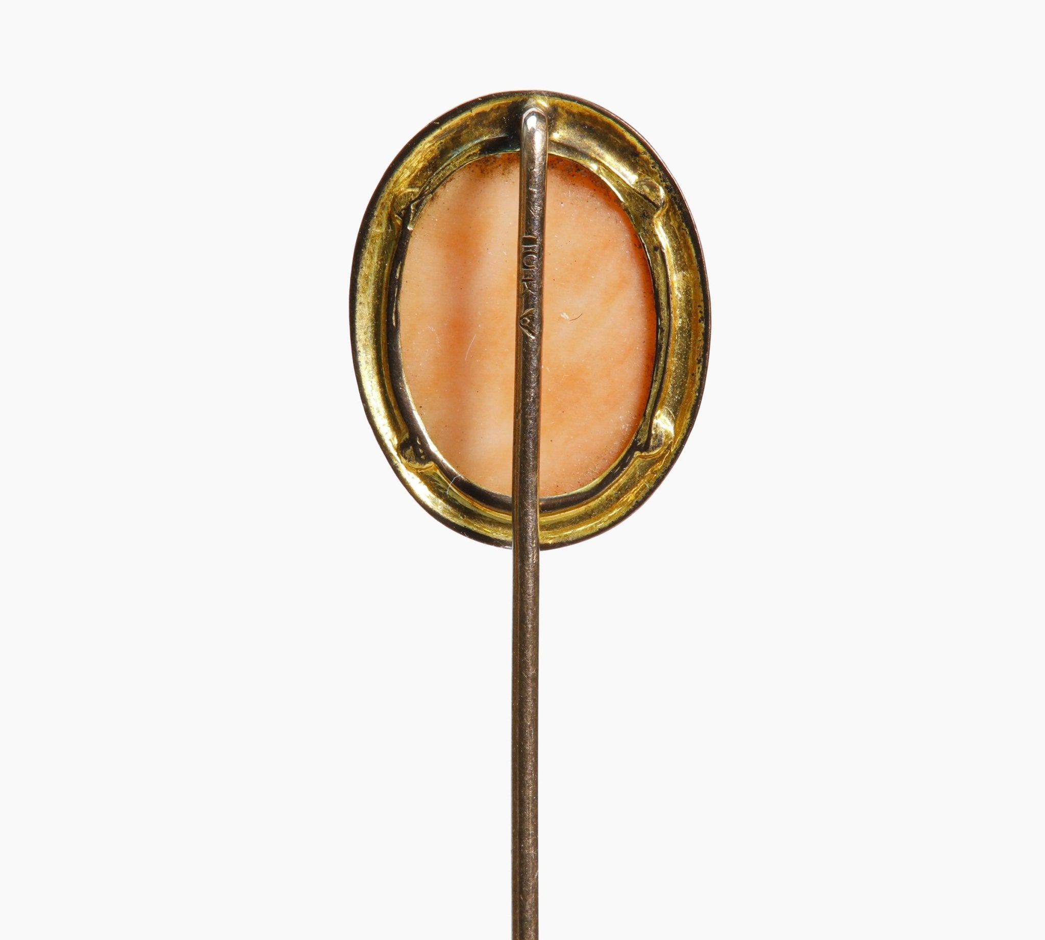 Victorian Gold Carved Coral Stick Pin