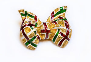Victorian Gold Enamel Bow Brooch