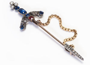 Victorian Gold Sapphire Diamond Pearl Jabot