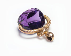 Victorian Gold Snake Amethyst Fob Pendant