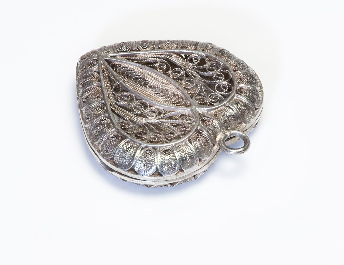 Victorian Silver Vinaigrette Filigree Pendant