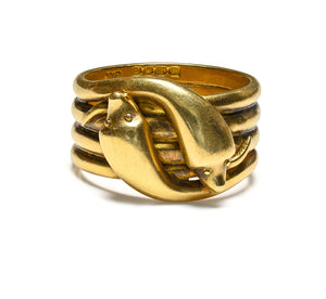 Victorian 18K Gold Snake Ring – London 1879, Eternal Embrace in Gold
