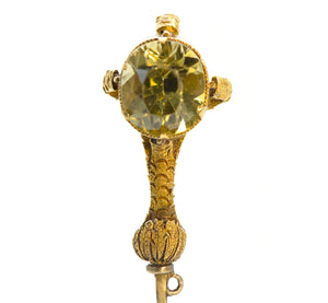 Victorian Claw-Set Citrine Stickpin – 14K Gold