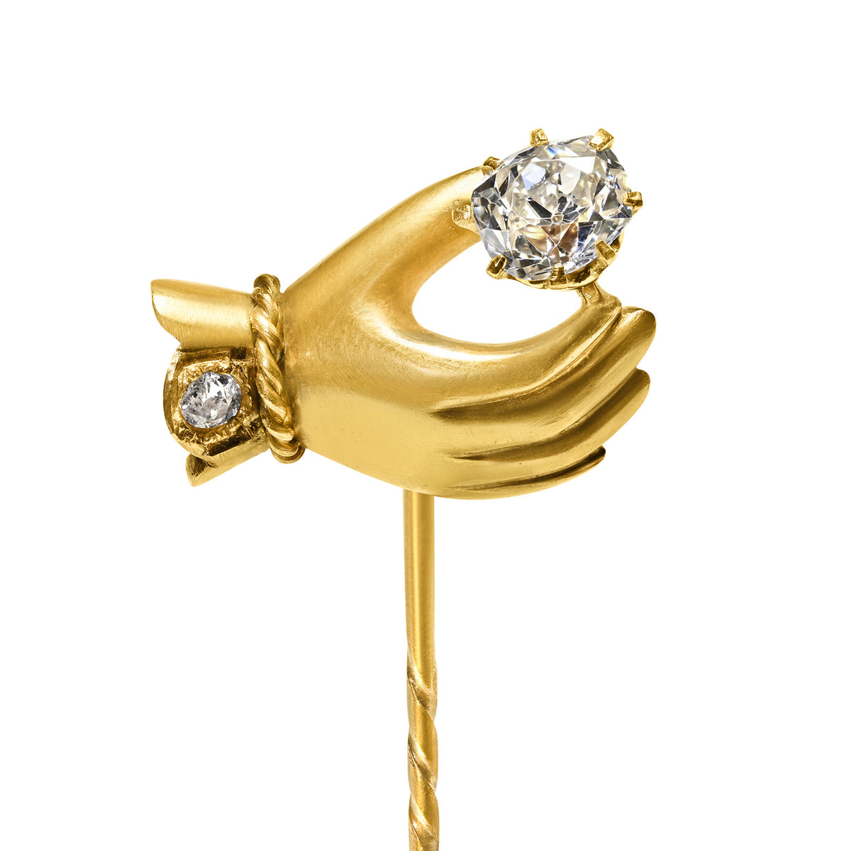 Antique Glam Victorian Hollowware Square 10k Gold Stick Pin Antique Victorian Fan Stick Pin – 14K Yellow Gold main image 3