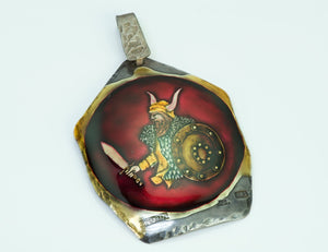 Viking Enamel Silver Pendant
