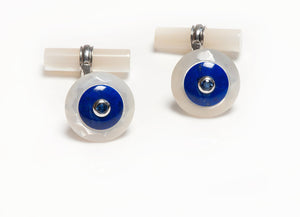 Villa Milano Gold Mother of Pearl Lapis Sapphire Cufflinks
