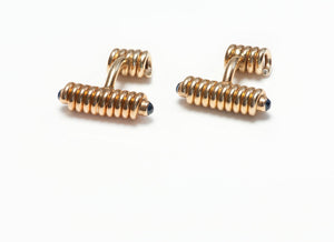 Vintage 14K Gold Sapphire Coiled Cufflinks