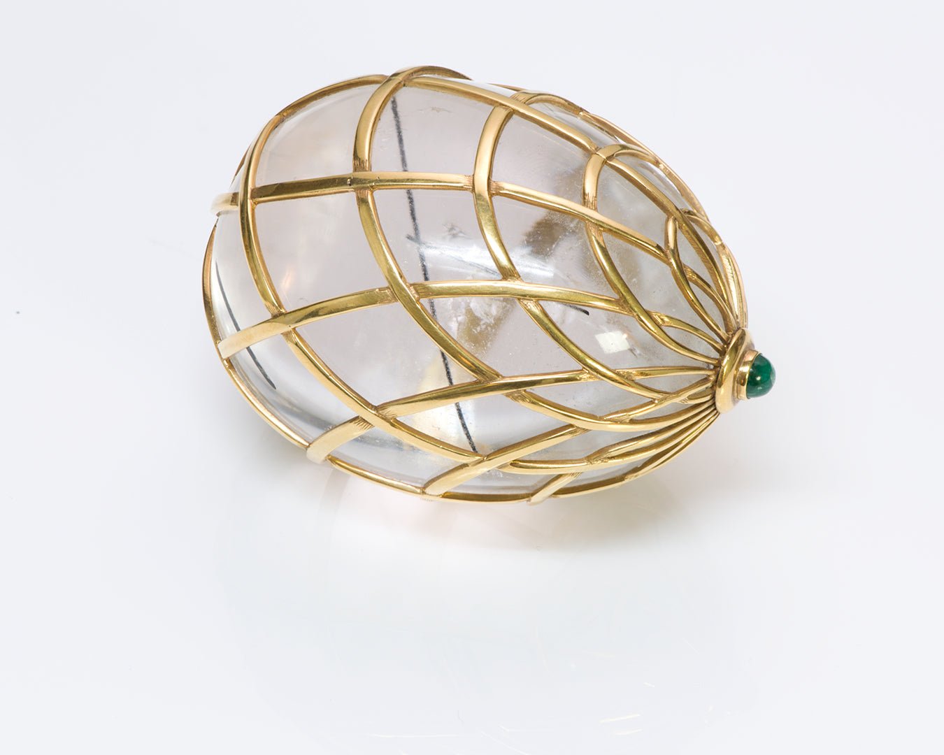 Vintage 18K Gold Crystal Emerald Egg