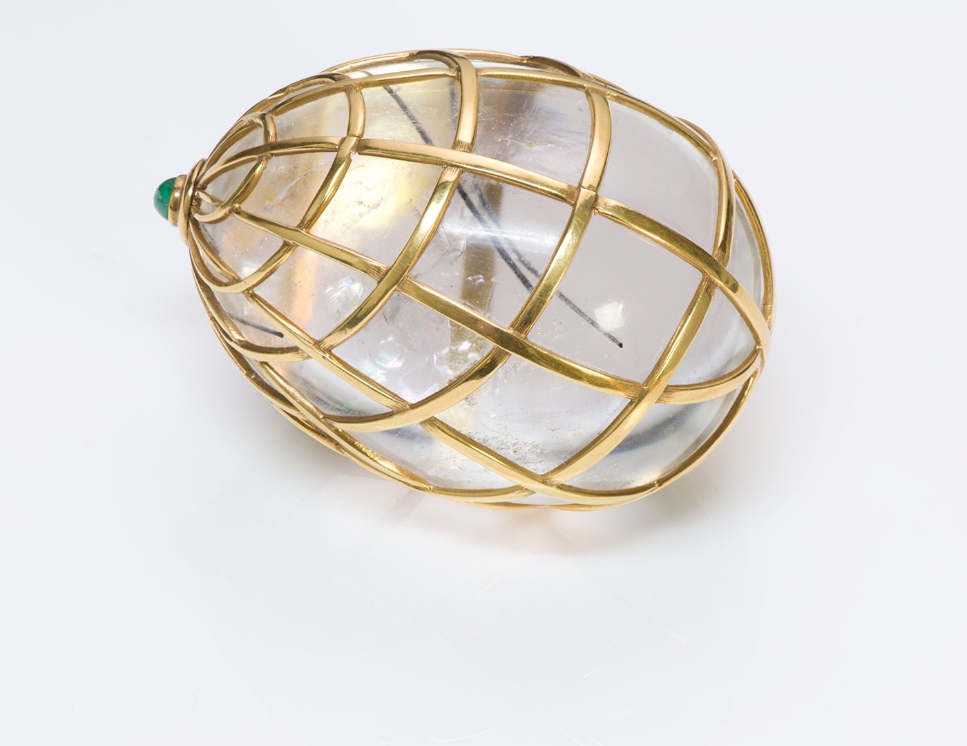 Vintage 18K Gold Crystal Emerald Egg