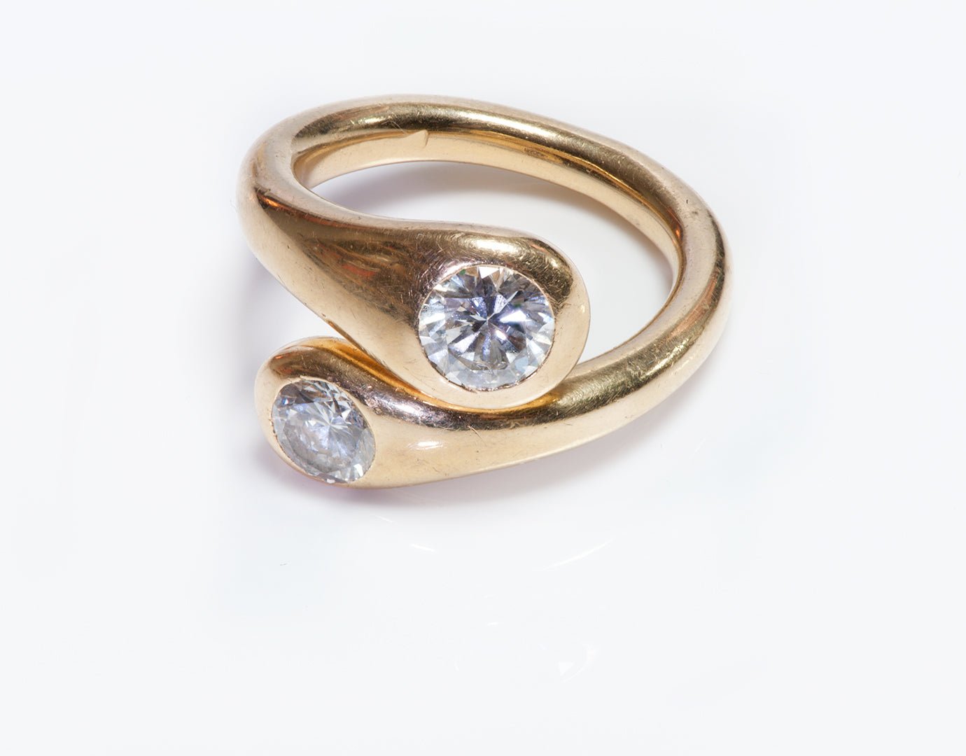 Vintage 18K Gold & Diamond Bypass Ring