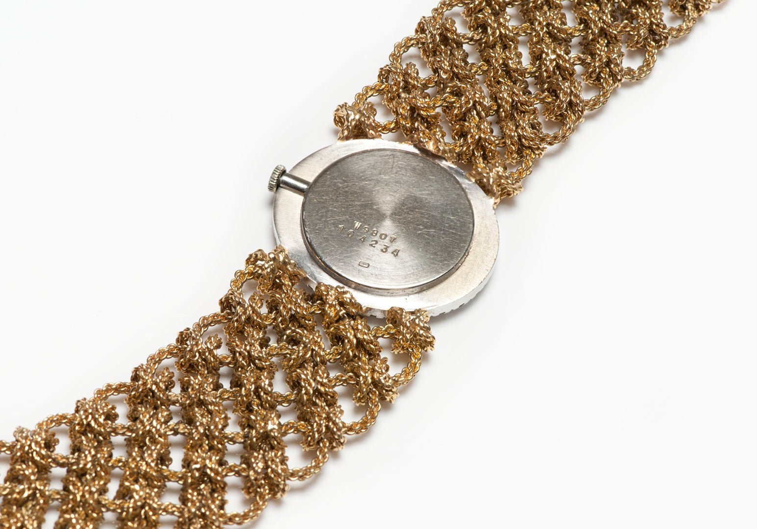 Vintage 18K Gold Diamond Ladies Watch Wide Bracelet
