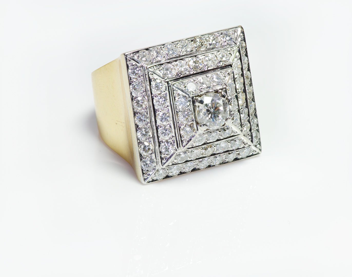 Vintage 18K Gold Diamond Pyramid Ring