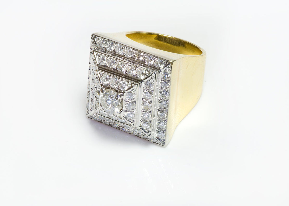 Pyrmid Rings Vintage 18K Gold Diamond Pyramid Ring