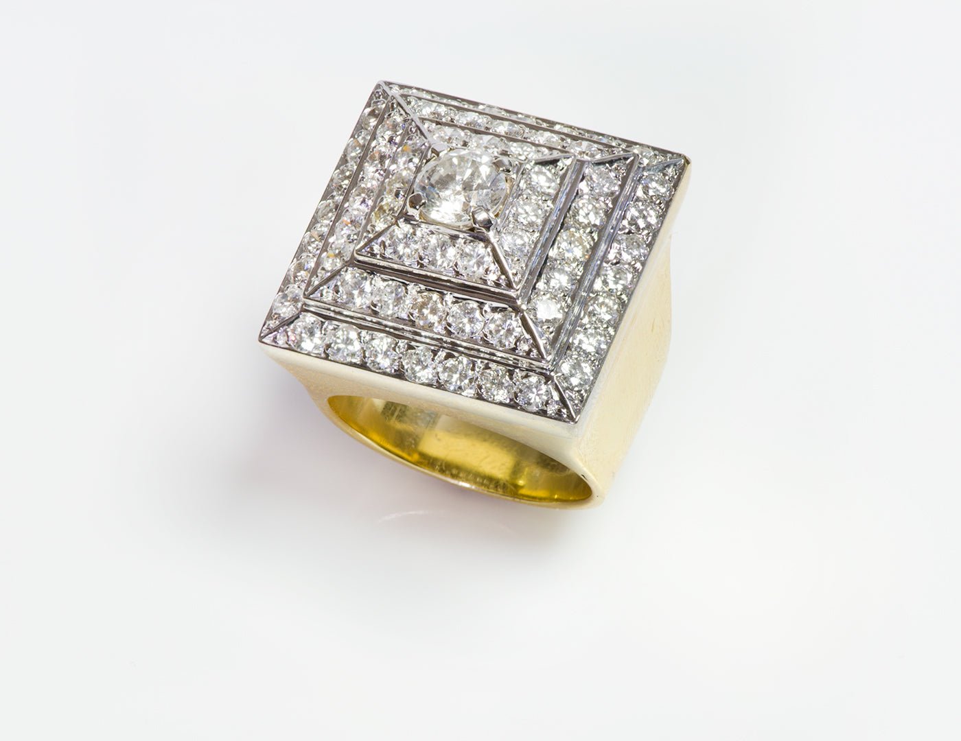 Vintage 18K Gold Diamond Pyramid Ring