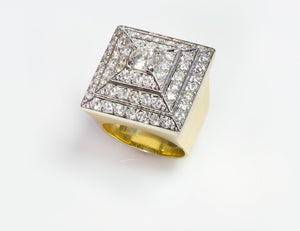 Vintage Diamond Pyramid Ring in 18K Yellow and White Gold