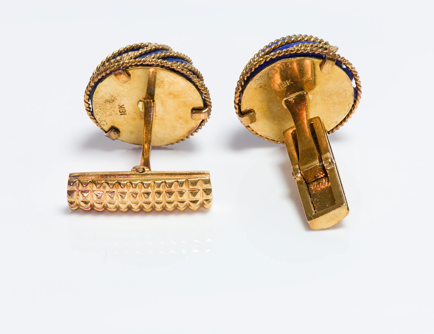 Vintage 18K Gold Lapis Cufflinks Retailed by Neiman Marcus